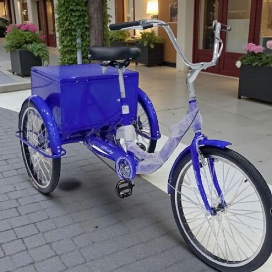 صورة دراجة بثلاث عجلات للكبار بصندوق خلفي مقاس 24 بوصة